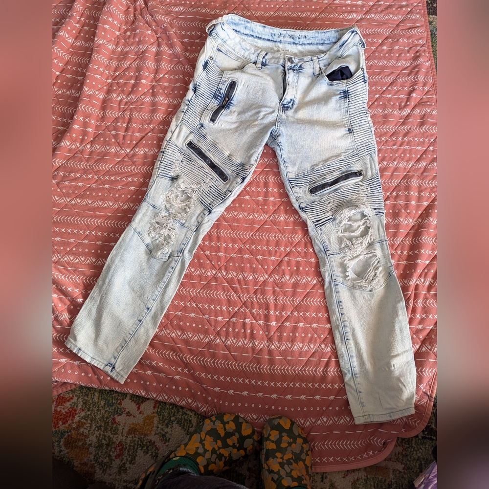 Rue21 Blue Skinny Jeans Distressed Style